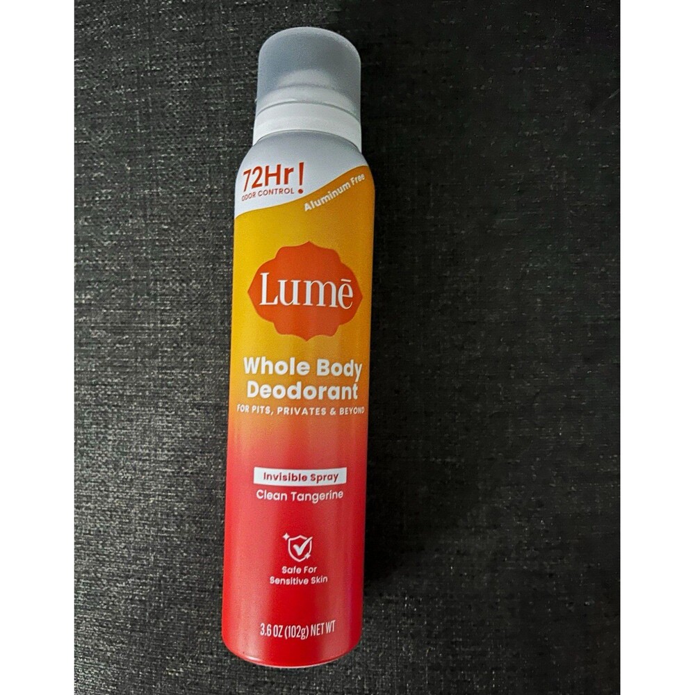 Lume Whole Body Deodorant Clean Tangerine Spray 3.6 oz Aluminum-Free 72HR